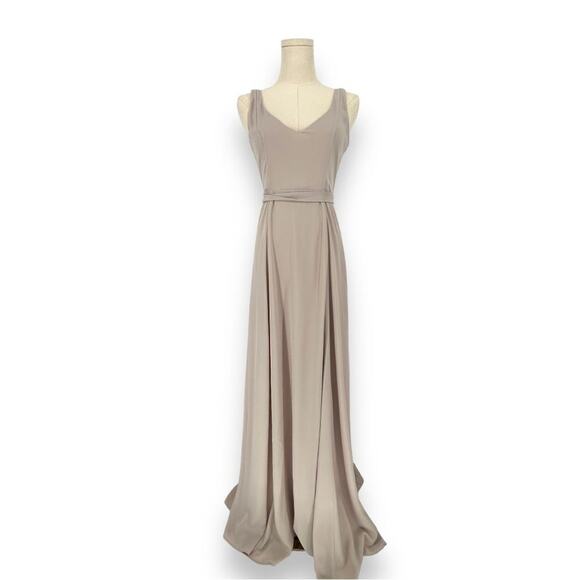 Show Me Your MuMu Jenn Maxi Dress Taupe Cream Size Small Show Me the Ring Crisp - Picture 2 of 3